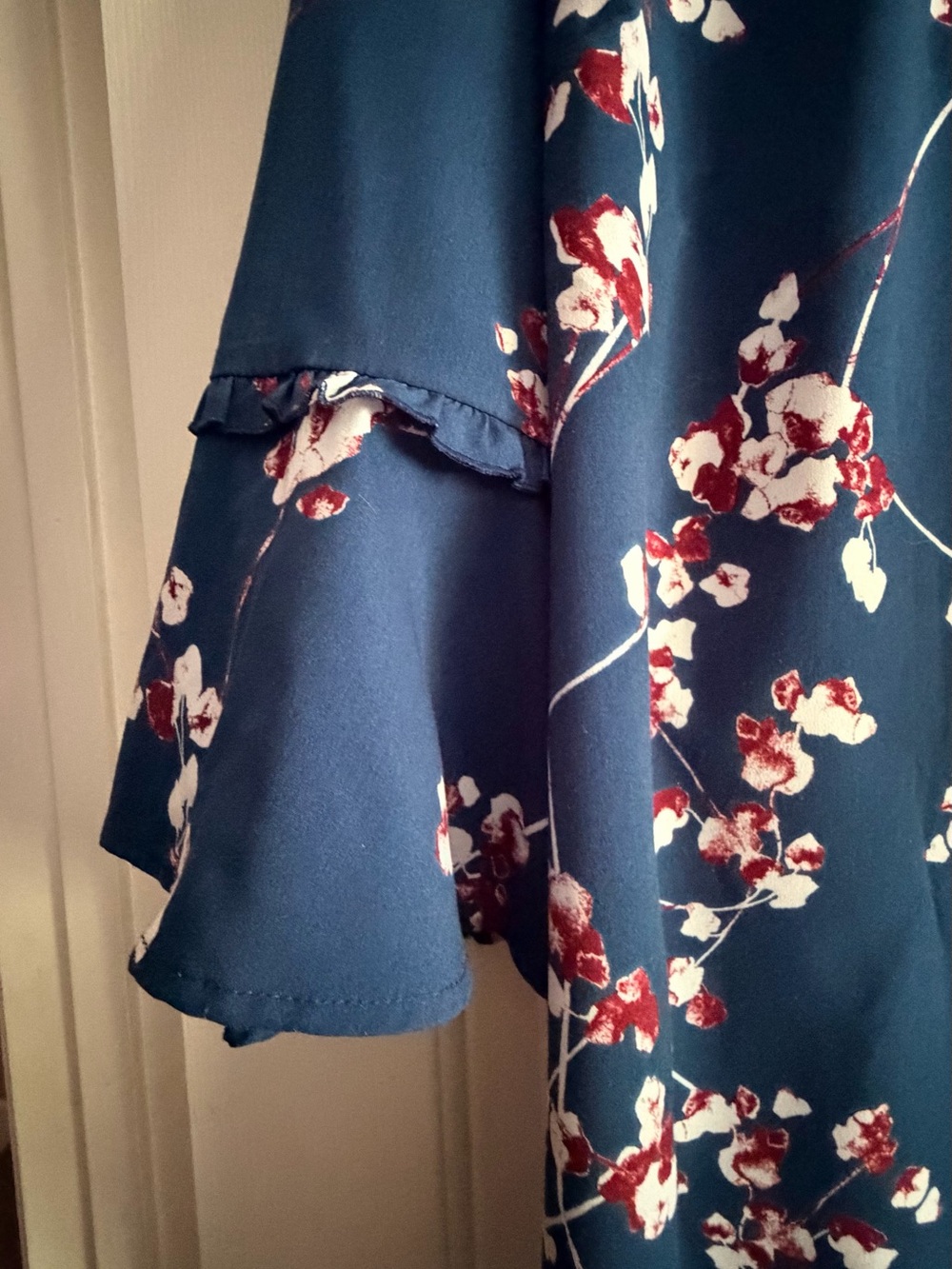 Lane Bryant Navy Floral Tunic with Red and White Blossoms - Picture 2 of 4